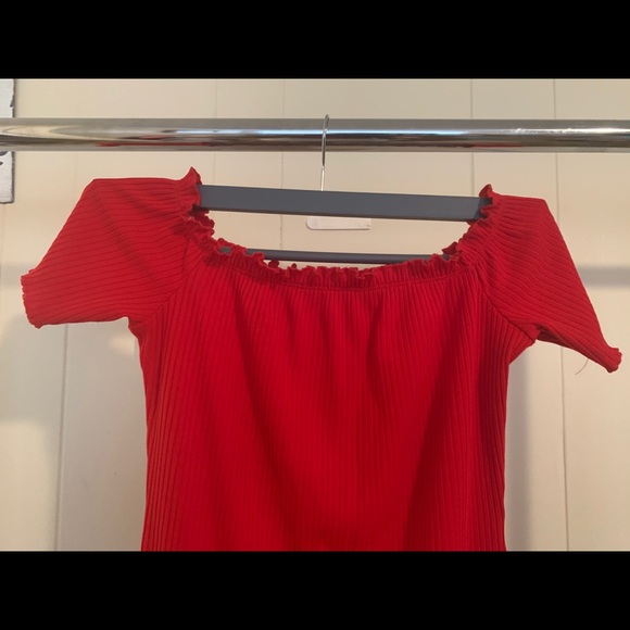 Red Ribbed Bodycon Dress - Picture 2 of 5